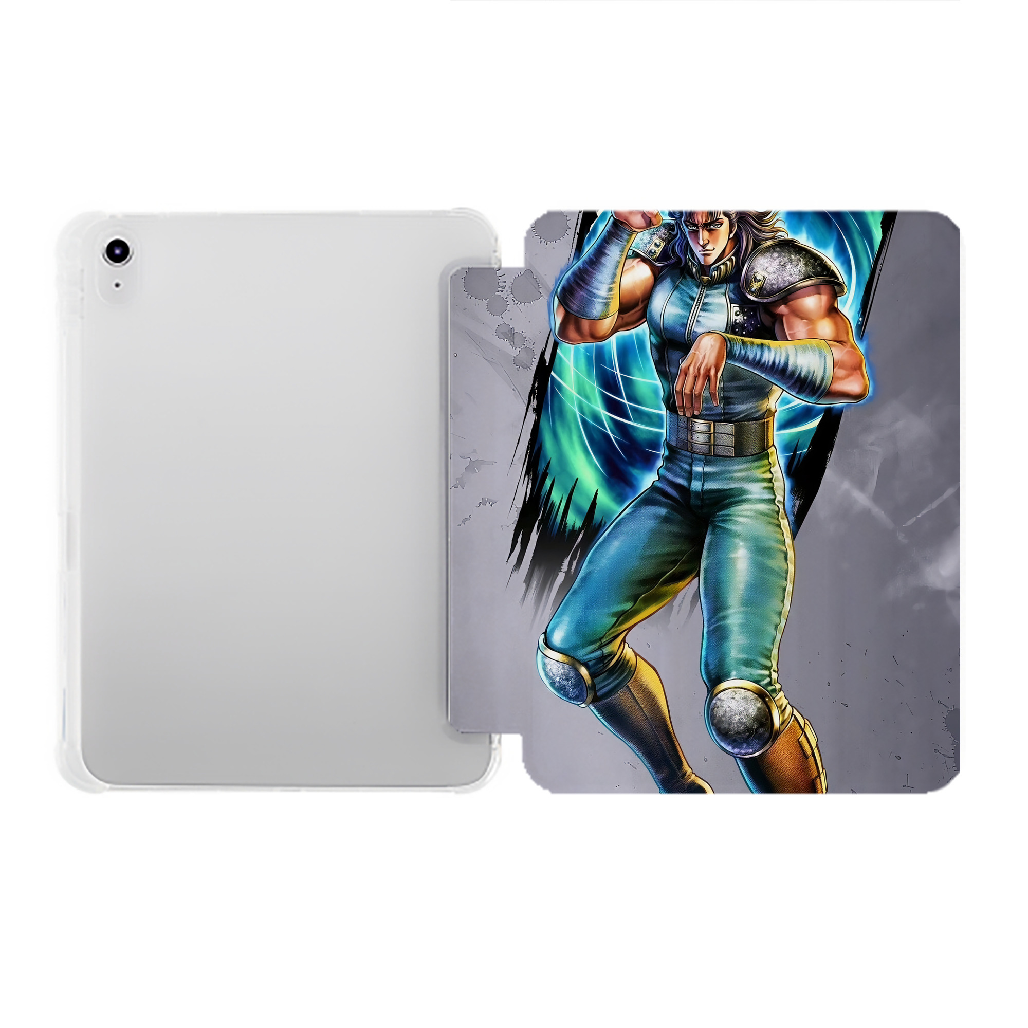 （画像用） 北斗の拳 Fist of the North Star IPad ケース ペン収納付き 三つ折りスタンド PUレザー×シリコン 対応機種9.5/10.5/10.9インチ